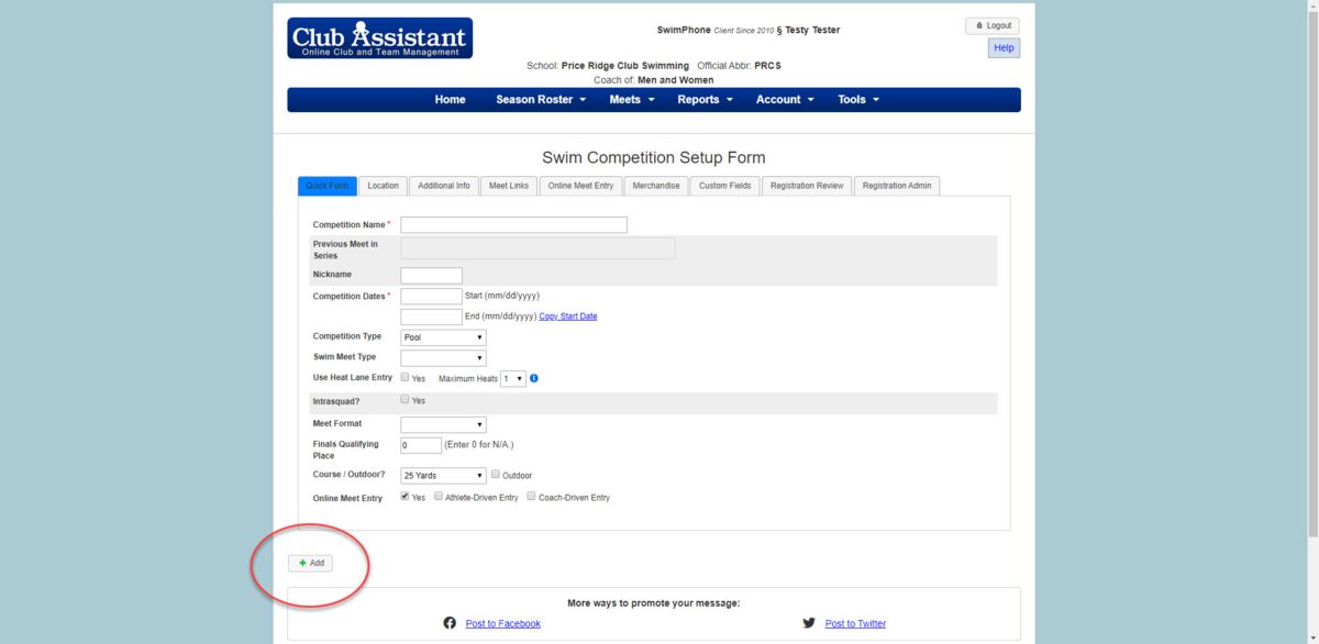 Club Account Setup and Management 